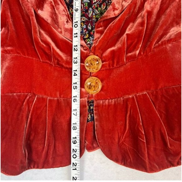 Anthropologie Elevenses Women's Velvet Burnout Dip Dye Jacket Blazer Size 6 - Picture 7 of 16